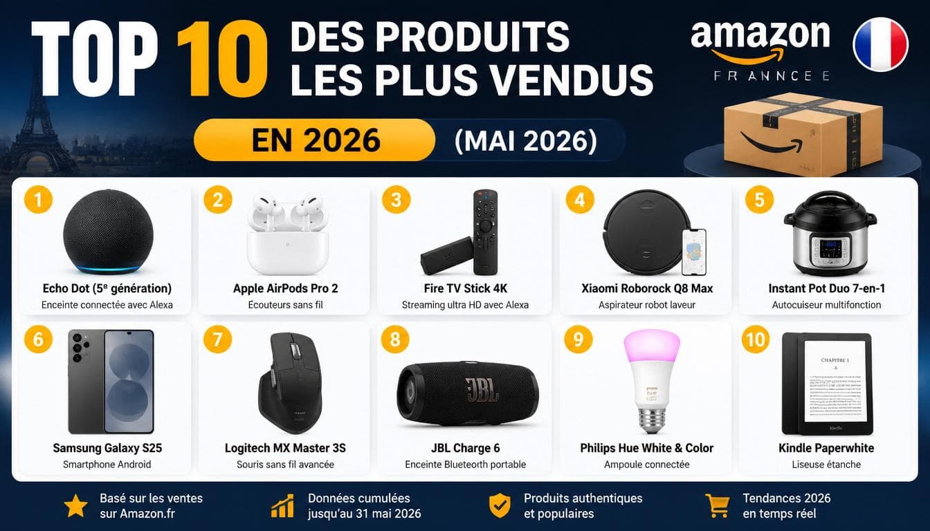 Top 10 des produits les plus vendus sur Amazon France en 2026 (Mai 2026)